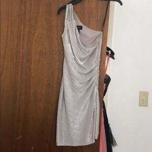 One shoulder, beaded bodycon cocktail dress